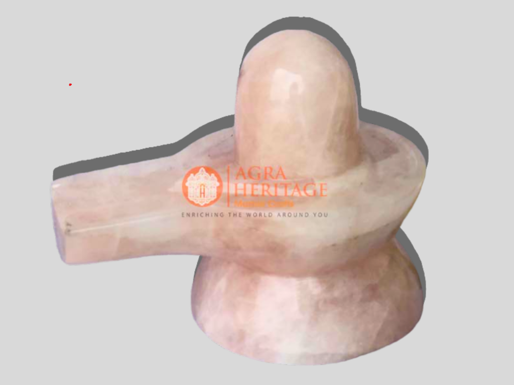 Rose Quartz Shivling Statue Religious Gift